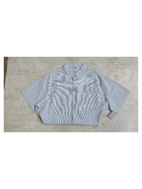 Breakwater Shirt Men XL White / Navy Check Button Up Collar Short Sleeve New NWT